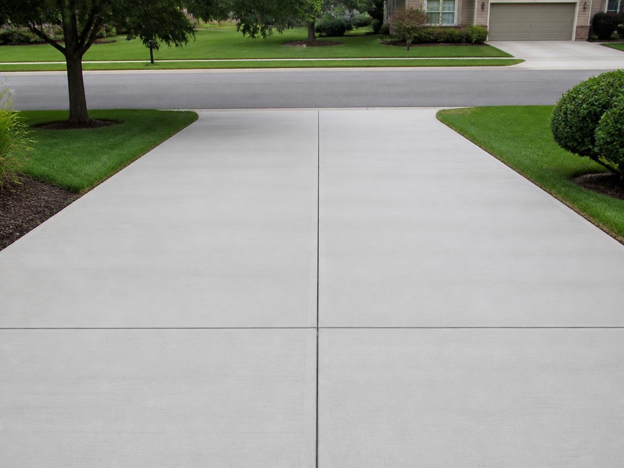 Residential concrete driveway after cleaning